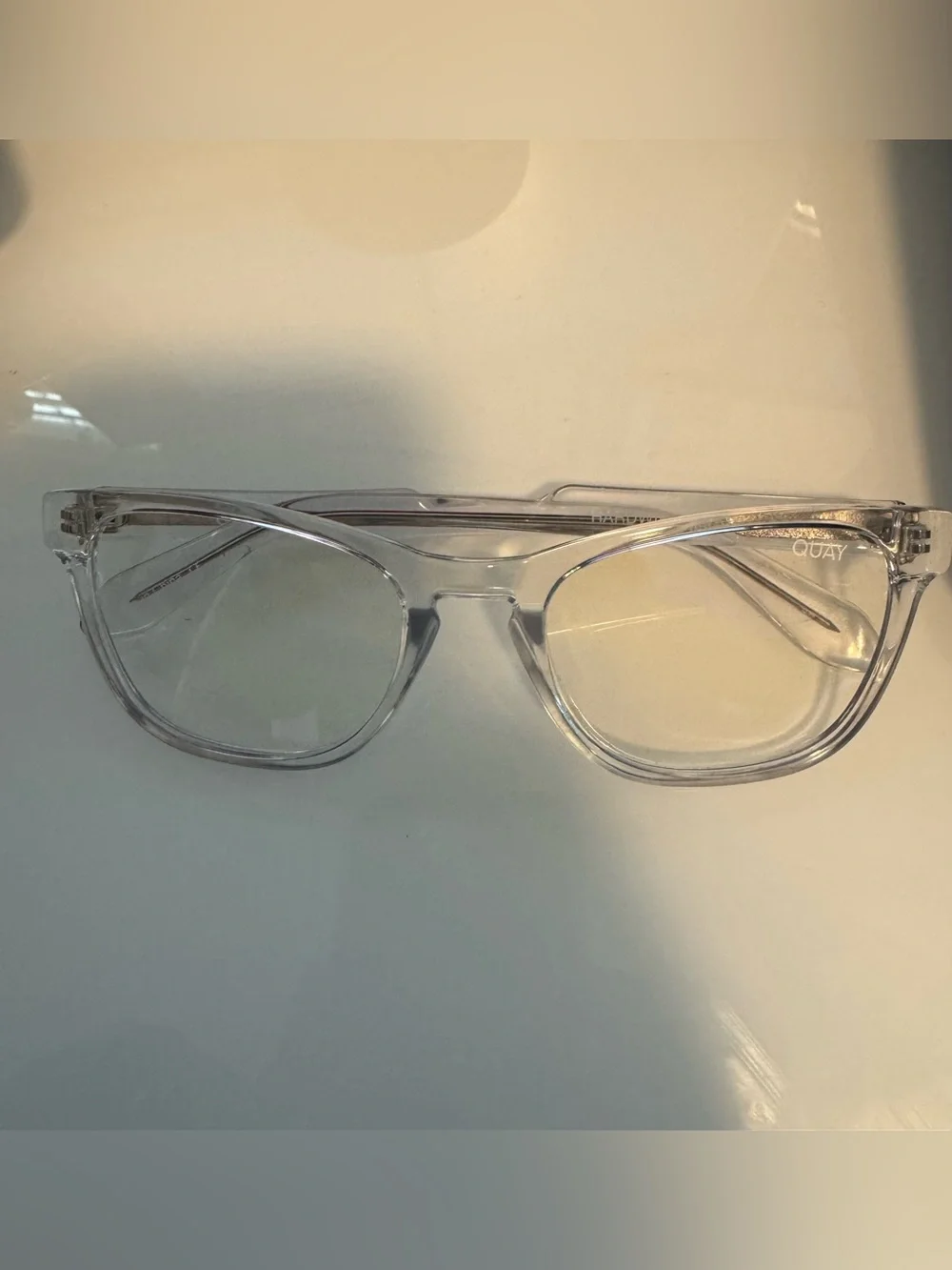 Quay Australia Clear Transparent Blue-Light Square Frames